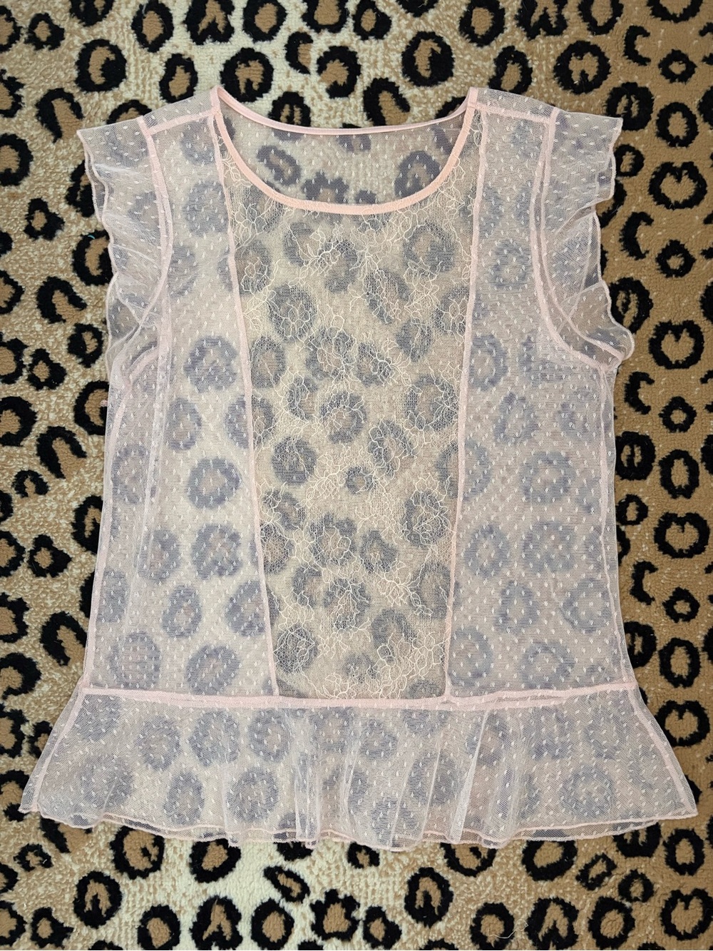 Vintage Boho Chic Light Pink Sheer Lace Blouse